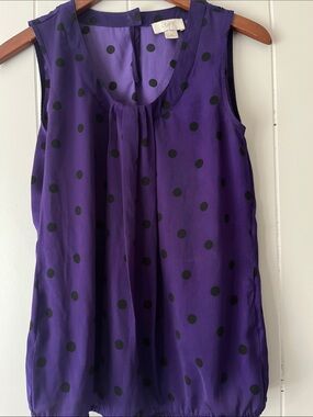 LOFT Purple Sleeveless Polka Dot Camisole